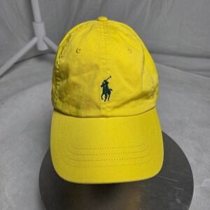 NWT Polo Ralph Lauren Chino Sports Cap One Size Yellow with Green Pony Baseball